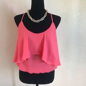 Loose scrunched summer pink blouse size small.